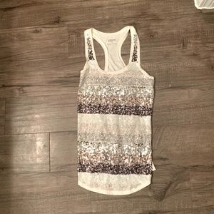 Express Ombré Sequin and Lace Tank Top
